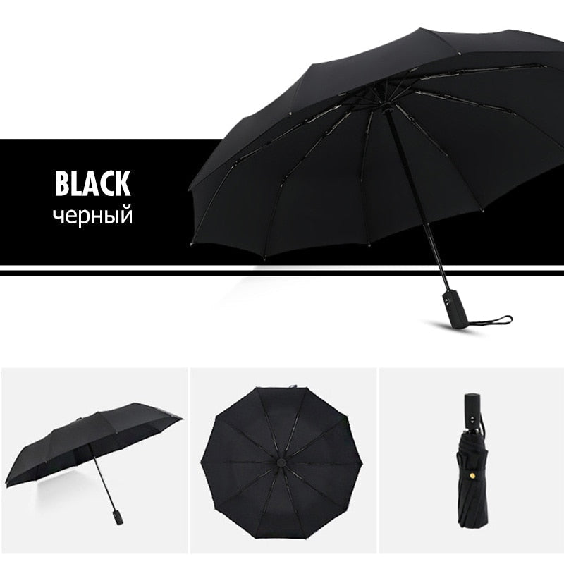 Compact Auto-Open Travel Umbrella with Wind Resistance