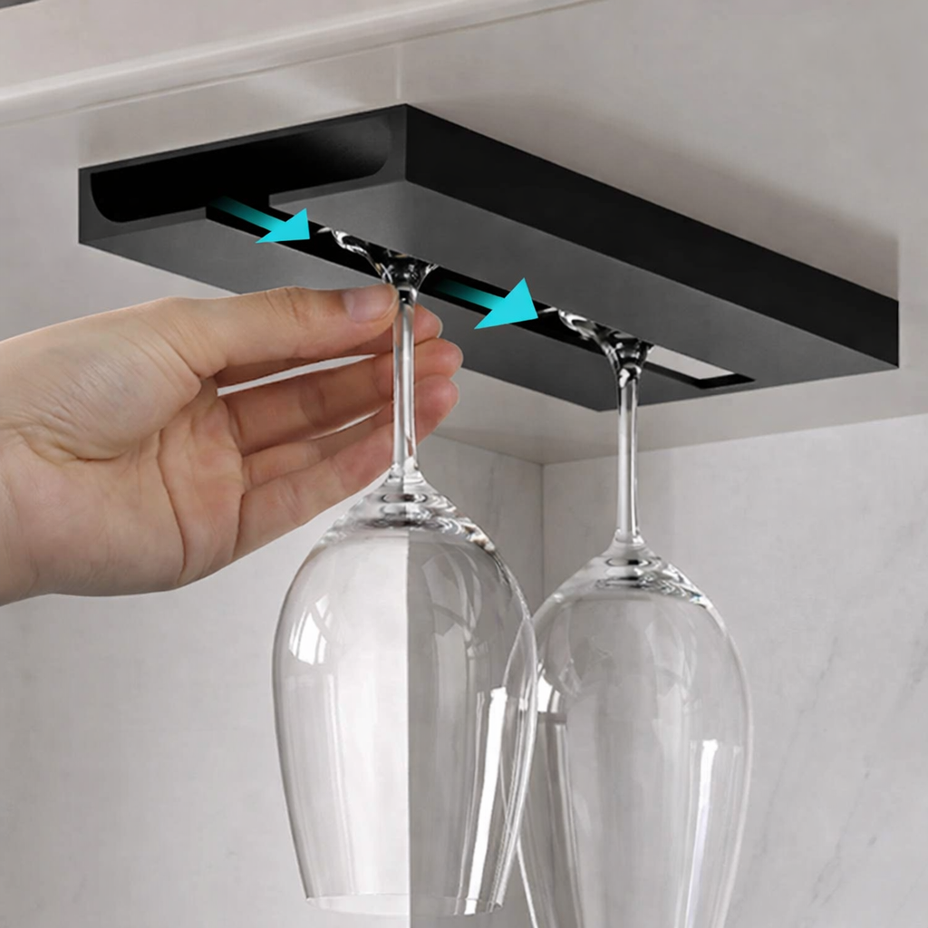 Elegant Wall-Mounted Stemware Organizer with 6 Glass Capacity