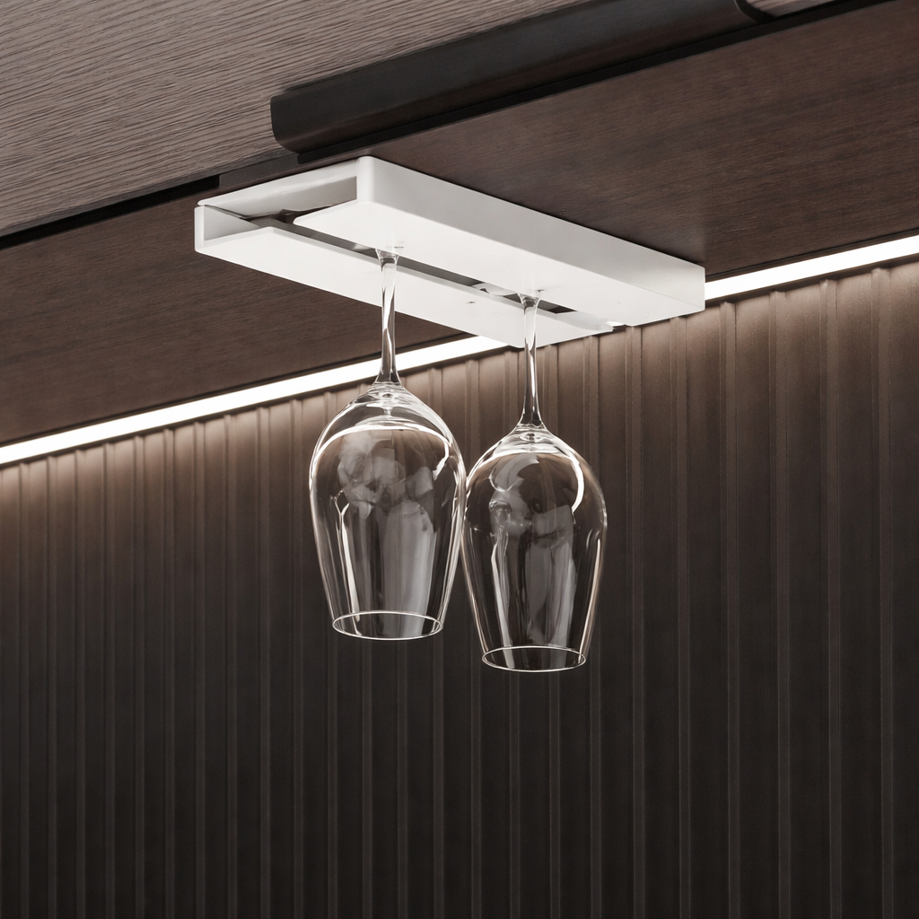 Elegant Wall-Mounted Stemware Organizer with 6 Glass Capacity