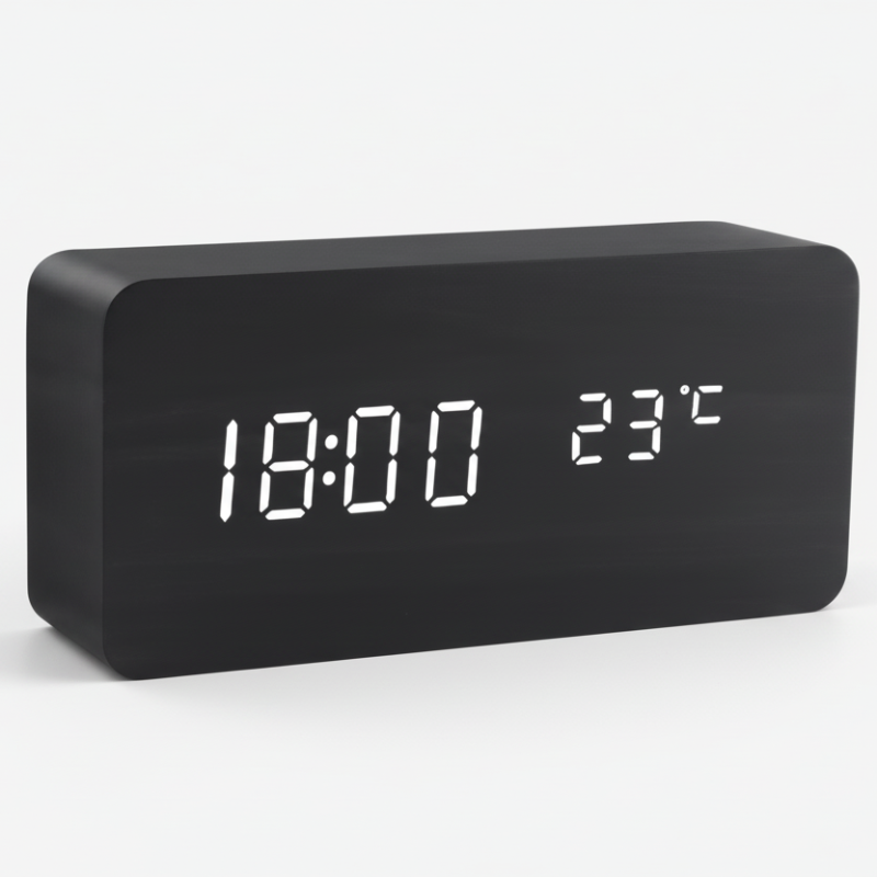 EchoCraft – Smart Wooden LED Clock for Stylish Living