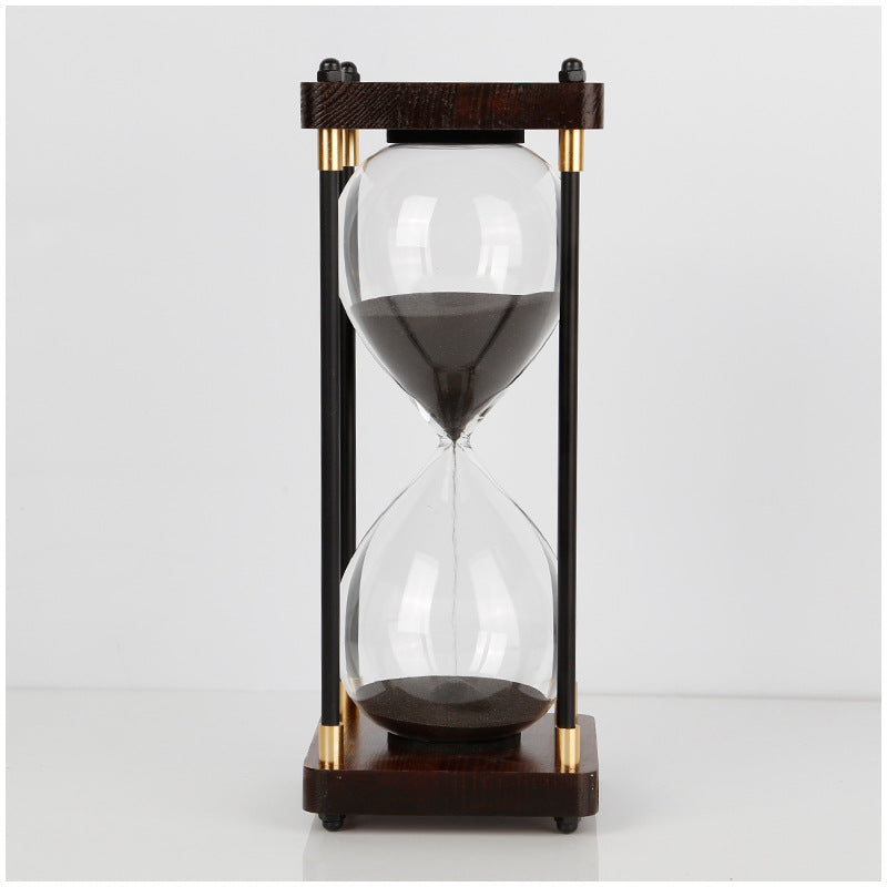 Elegant Hourglass Timer with Wooden Base, 60-Minute Sand Flow