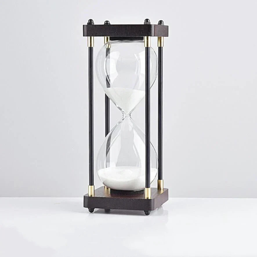 Elegant Hourglass Timer with Wooden Base, 60-Minute Sand Flow
