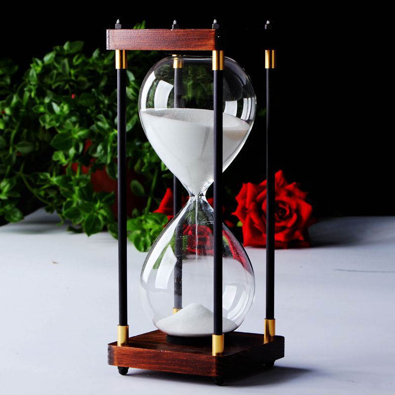 Elegant Hourglass Timer with Wooden Base, 60-Minute Sand Flow