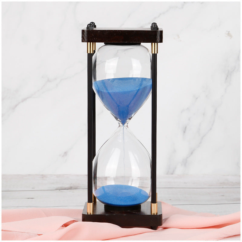Elegant Hourglass Timer with Wooden Base, 60-Minute Sand Flow