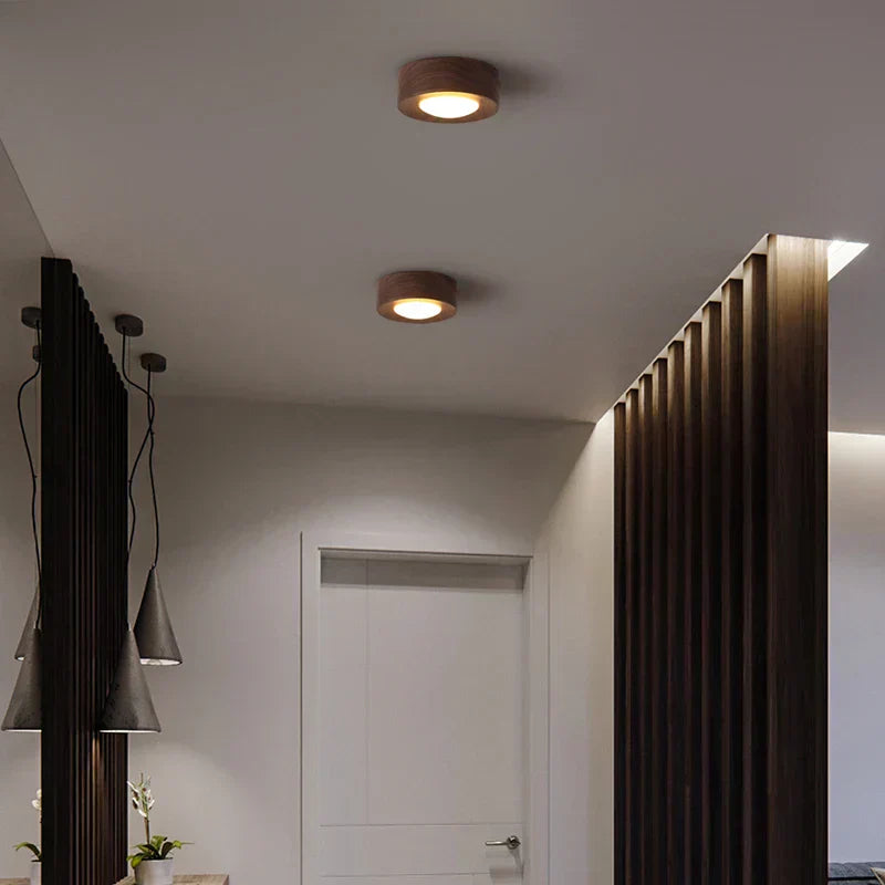 Rustic Elegance LED Ceiling Light in Walnut Finish