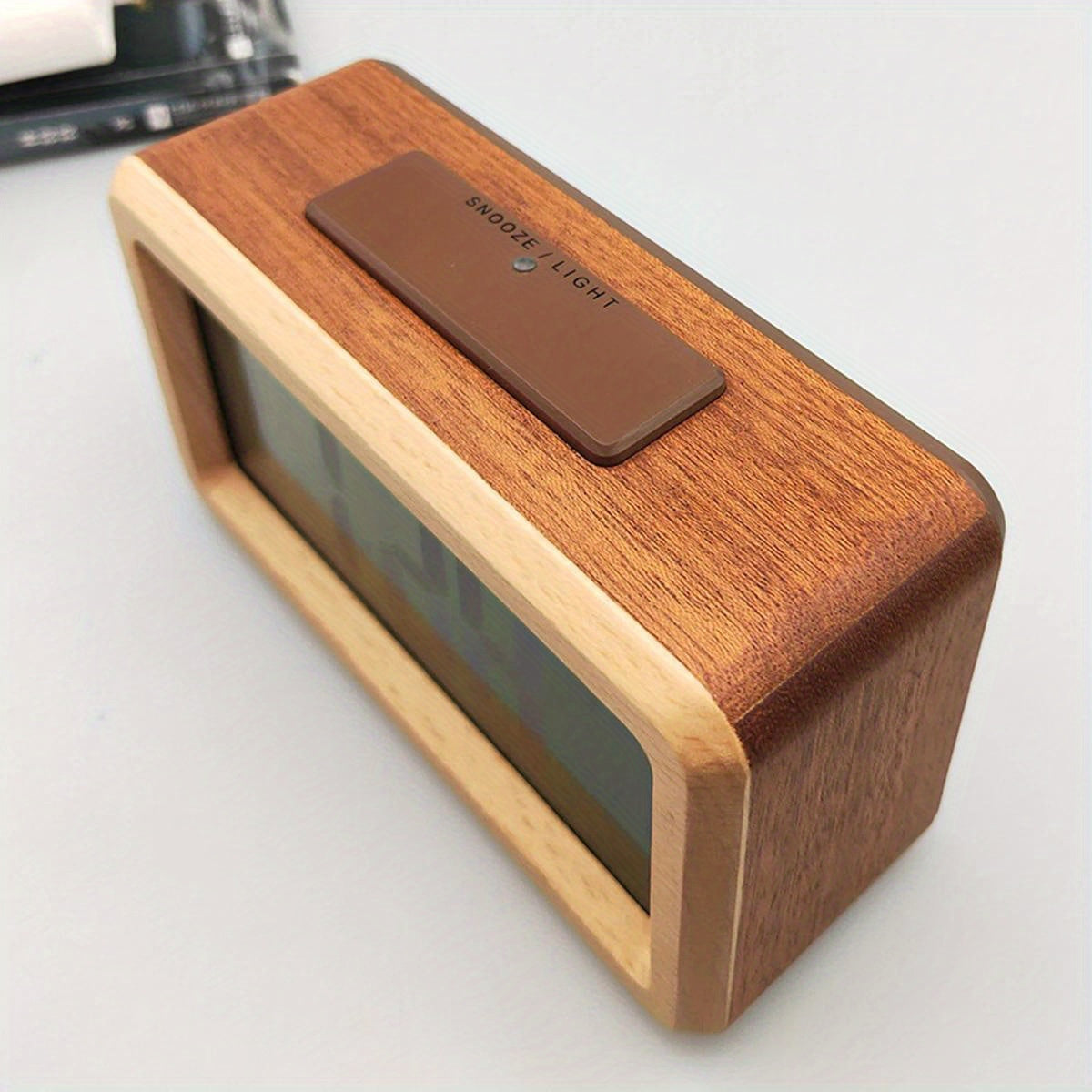 Elegant Wooden LED Alarm Clock with Temperature Display