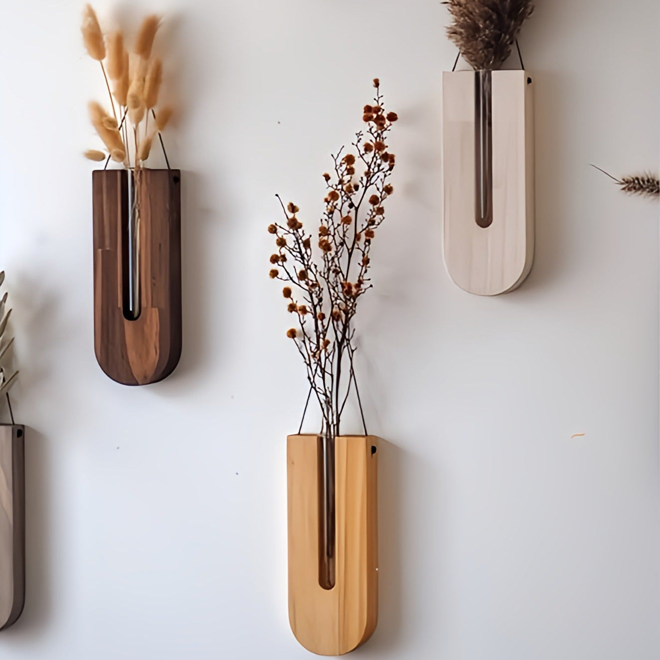 Elegant Pine Wall Planter Set – 7 Rustic Holders for Home Decor