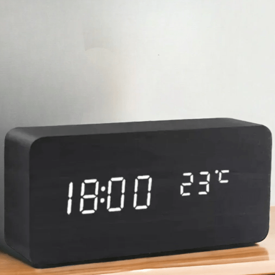 NaturaGlow - Voice-Controlled Wooden LED Alarm Clock