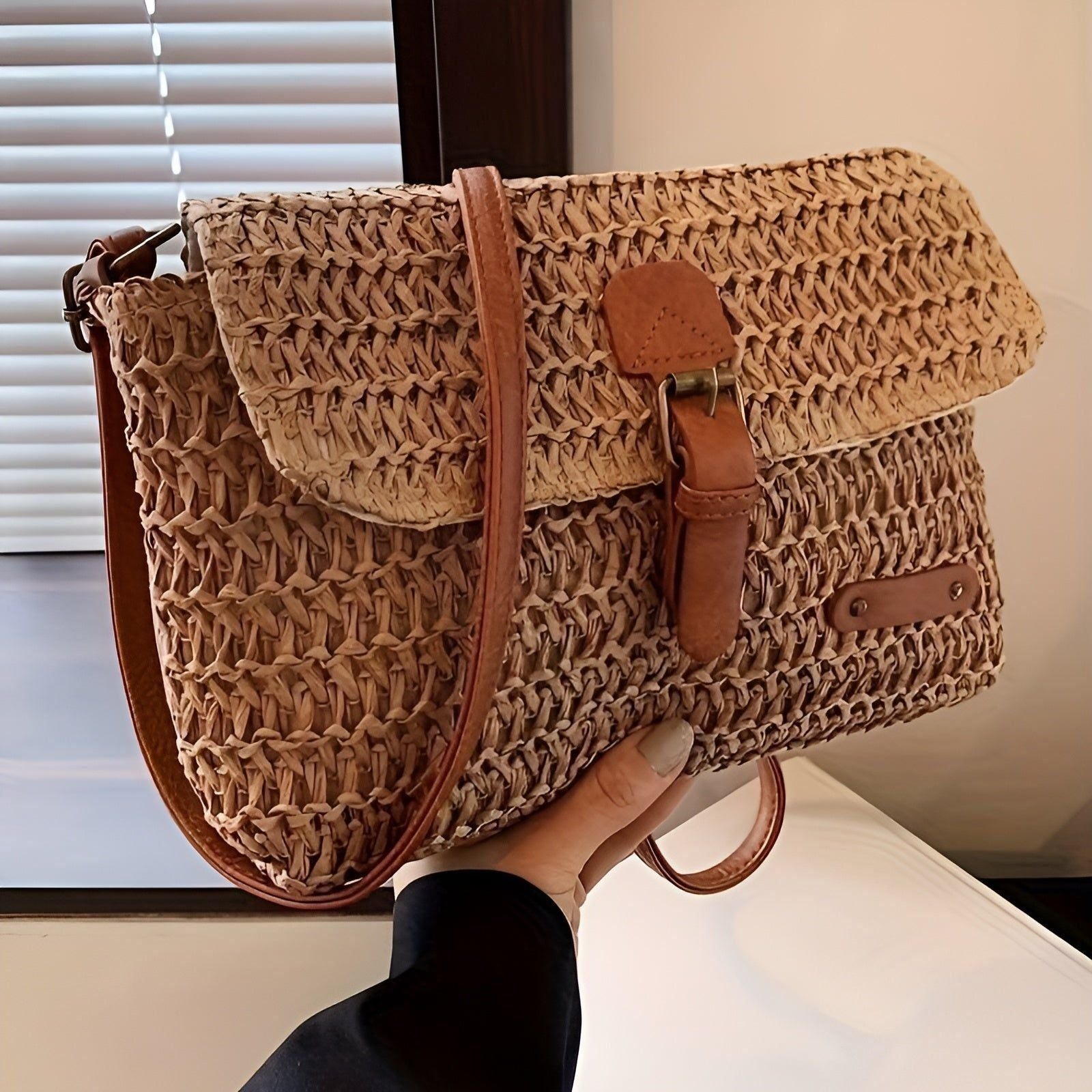 Chic Handwoven Straw Shoulder Bag for Summer Adventures