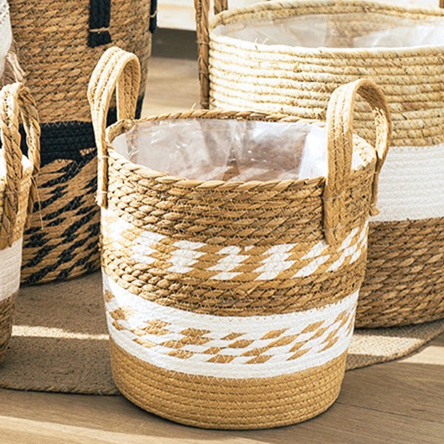 Chic Natural Fiber Storage Basket with Easy-Grip Handles