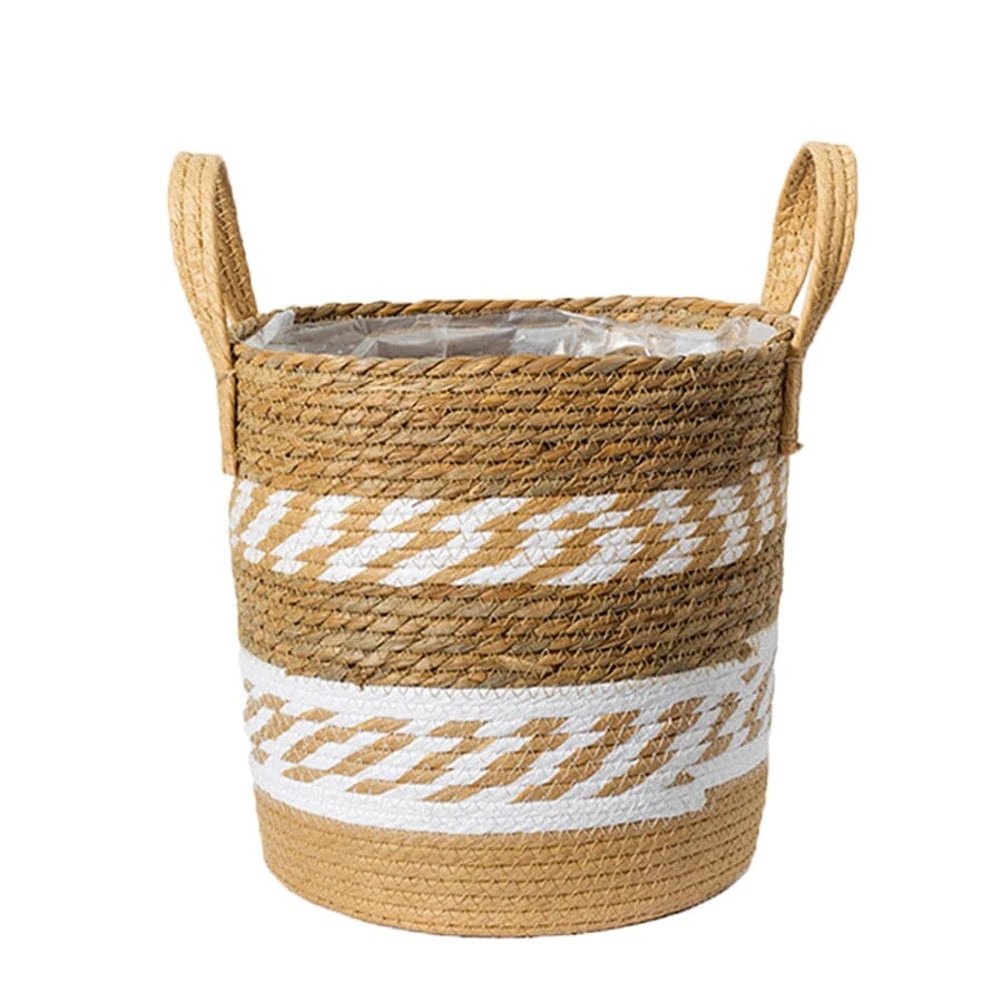 Chic Natural Fiber Storage Basket with Easy-Grip Handles