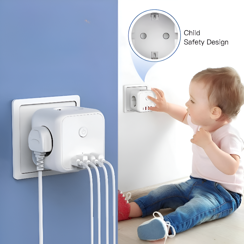Cube Power Strip | Multi Socket Outlet | Overload Protection with Switch