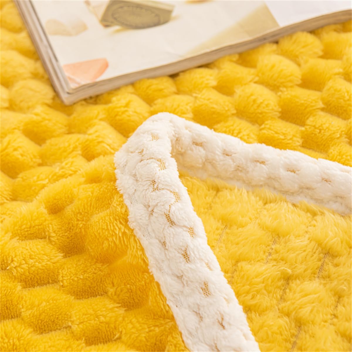 Cozy Waffle Weave Throw Blanket in Vibrant Yellow