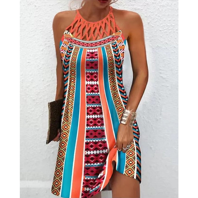 Printed Dress with Straps