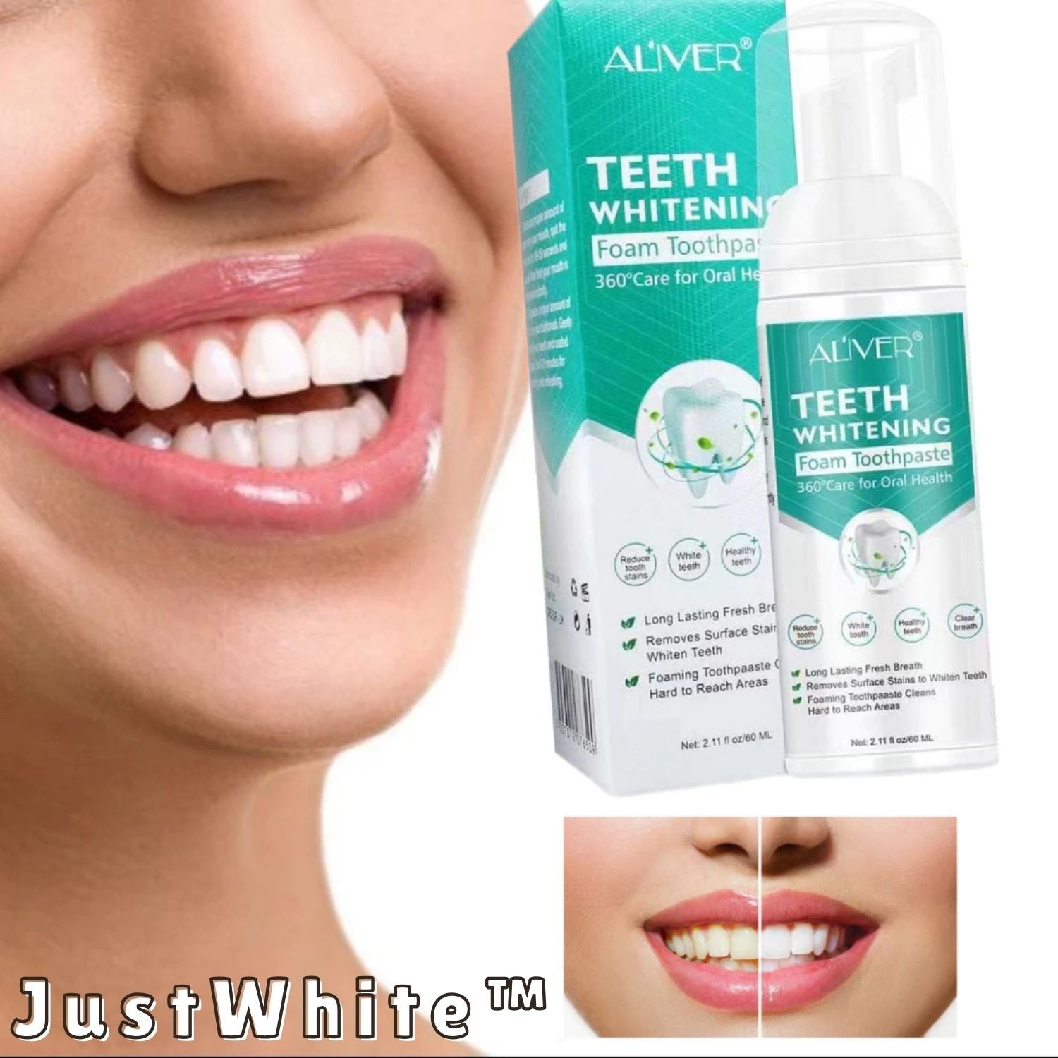 Teeth Whitening Foam Toothpaste | Removes Stains | Brighten Smile