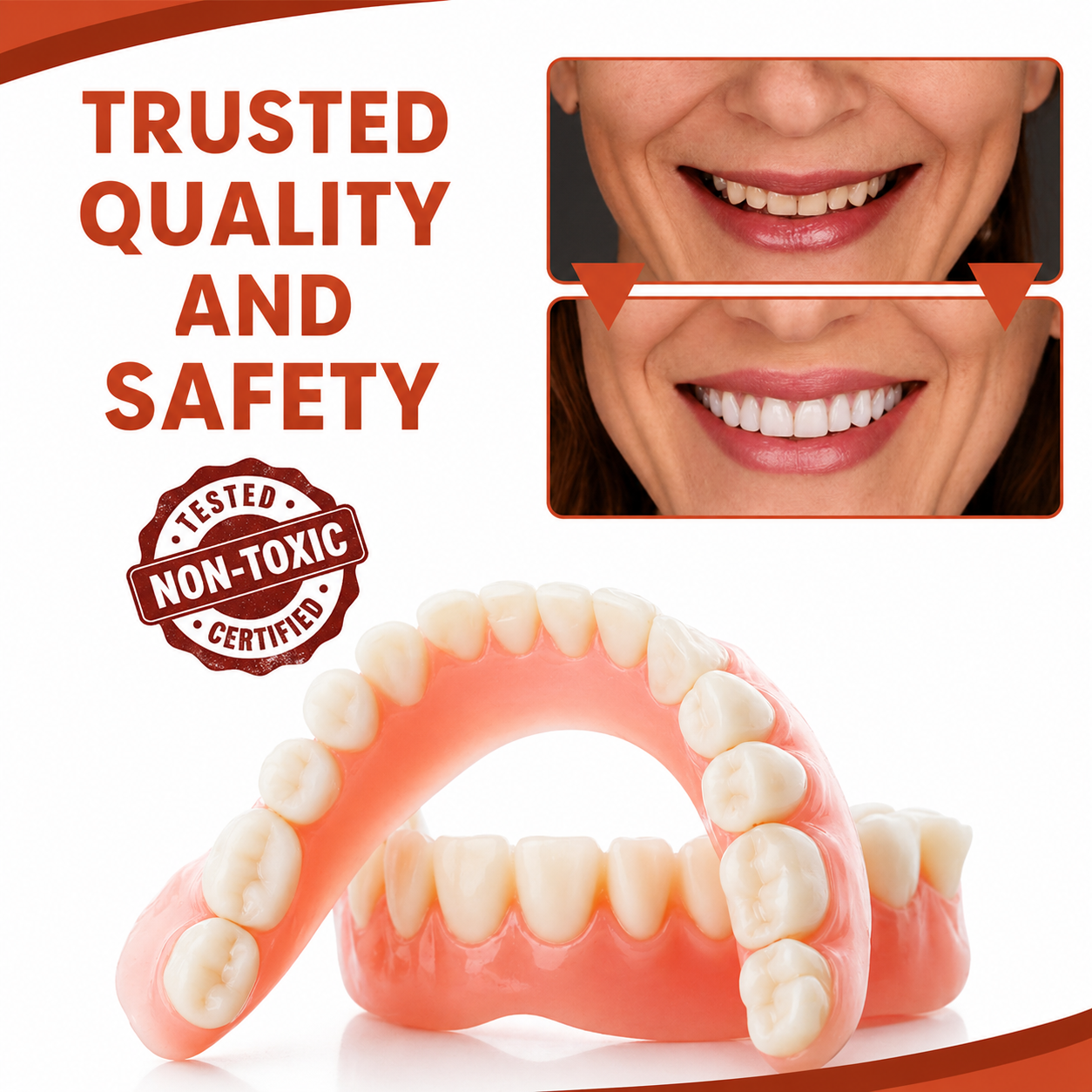 Dental Replacement | Soft Silicone Cushion | Non-Slip Fit Without Pressure Points