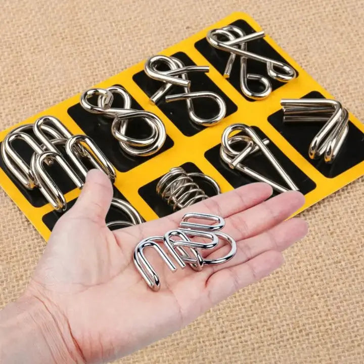 Interlocking Metal Puzzle Collection — Perfect for Christmas & Game Nights 8-Piece Set