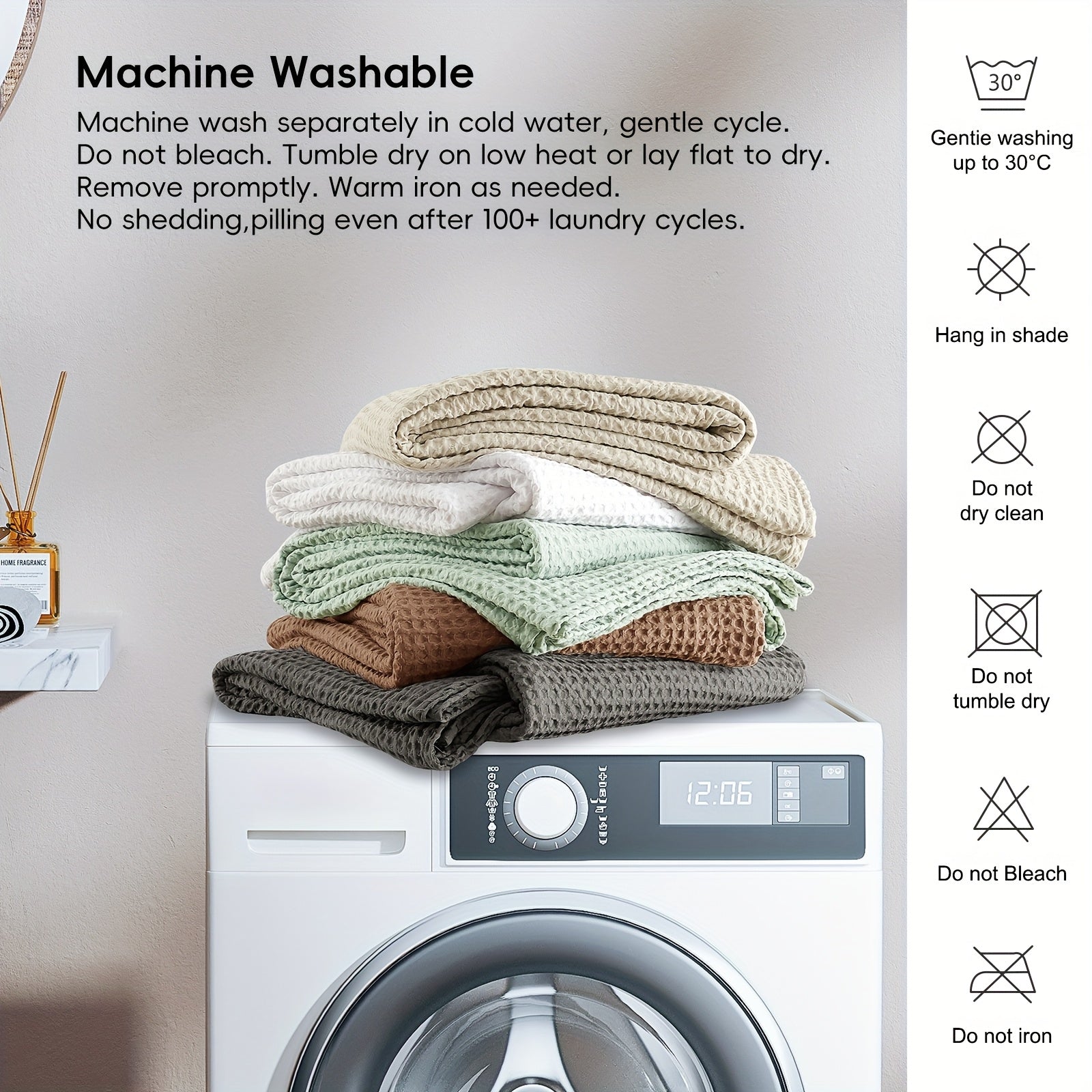 BREEZEWEAVE – All-Season Lightweight Waffle Blanket for Ultimate Comfort