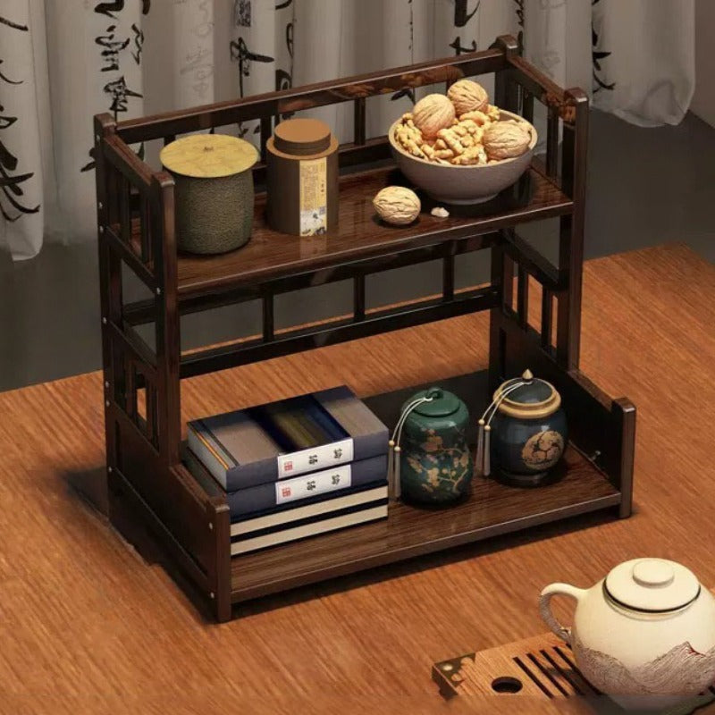 Chic Wooden Multi-Level Tea Station Organizer