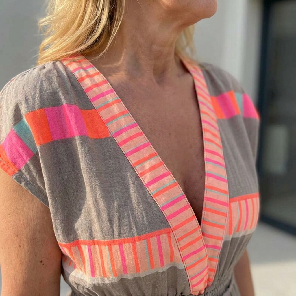 Solana™ – Bohemian V-Neck Tiered Maxi Dress with Tassel Tie in Print