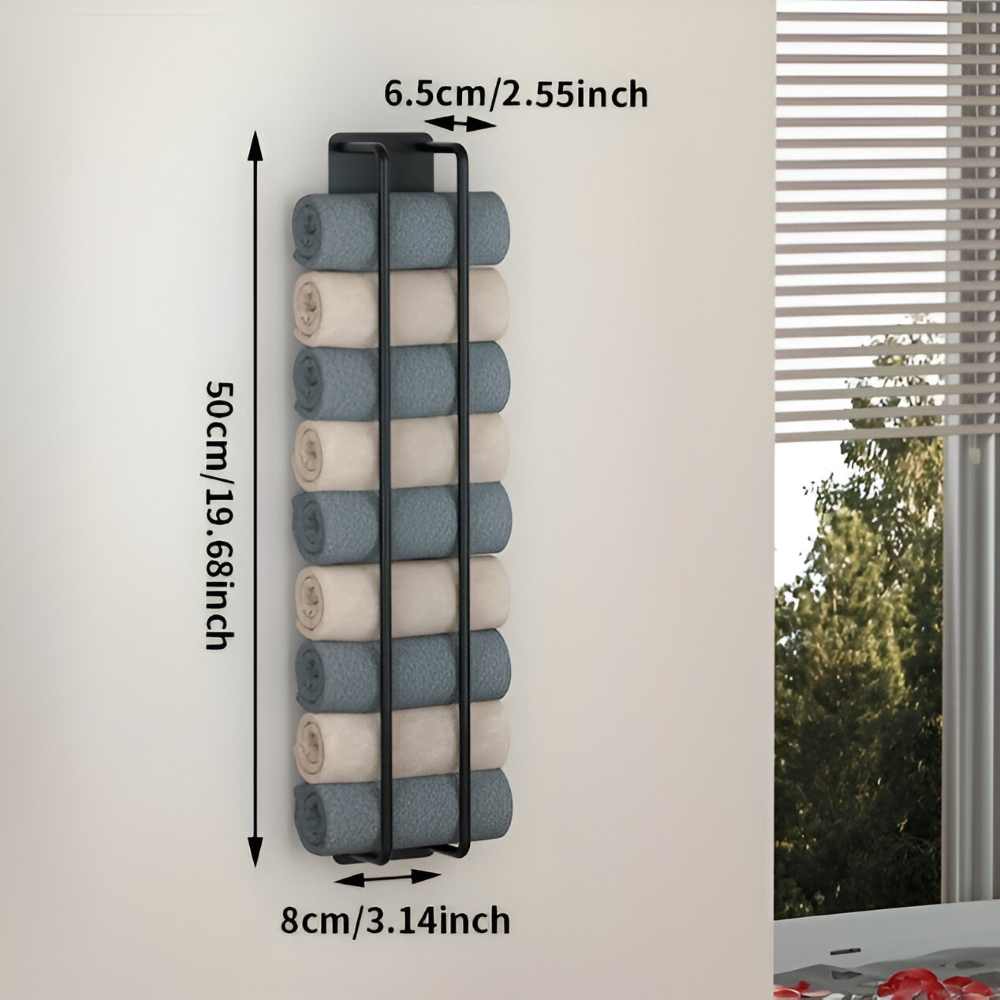 Towel Rack | Vertical Wall Organizer | Open Wire Basket | TowelStack