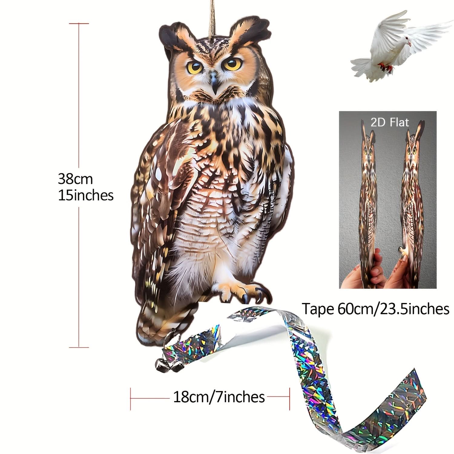 Outdoor Decorative Owl Decoy for Bird Deterrence