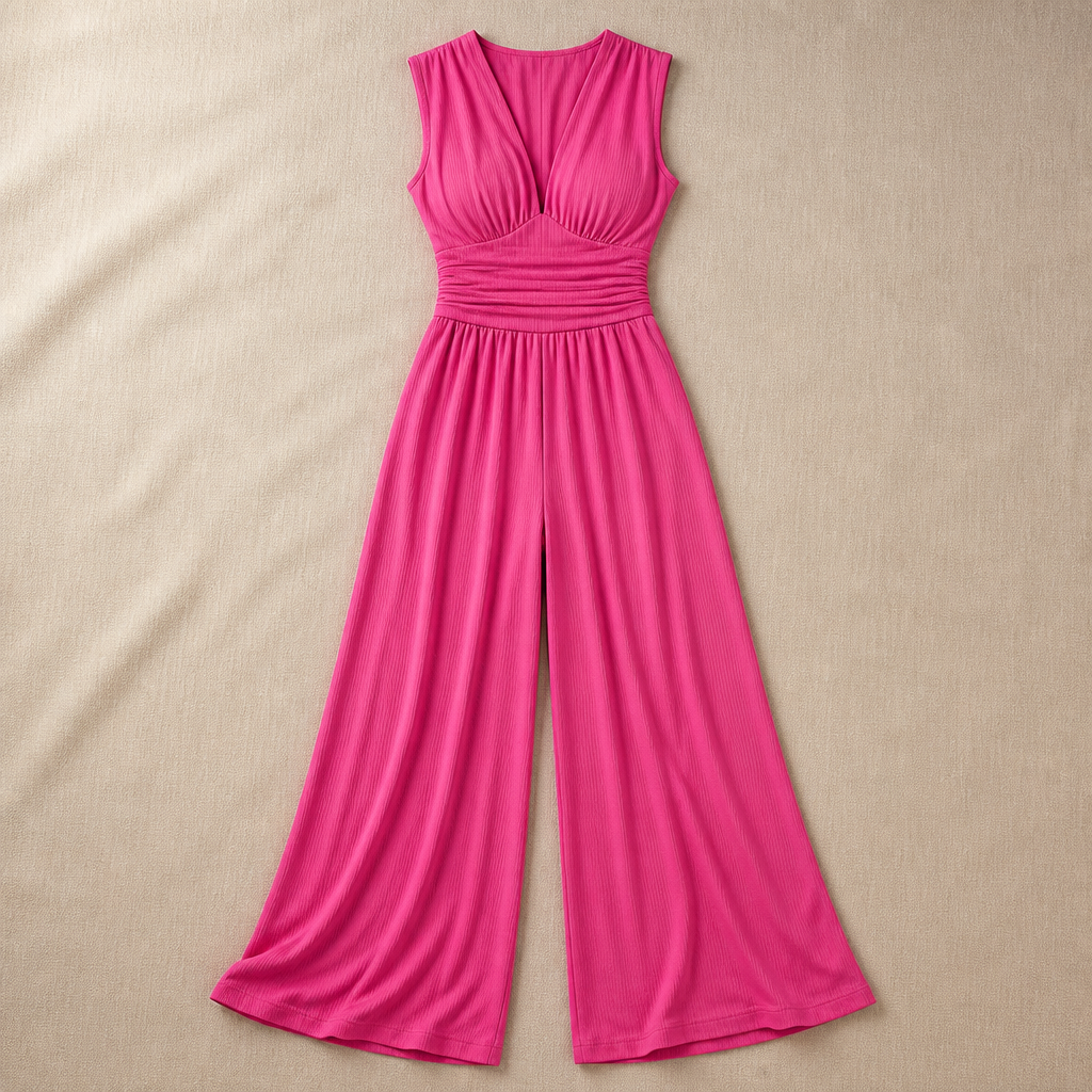 VeronaLuxe™ – Soft Ribbed Sleeveless Wide-Leg Jumpsuit