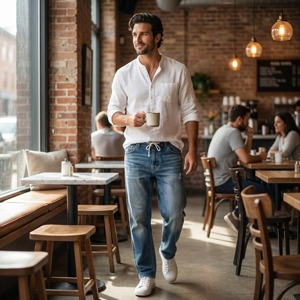 RamoraStride™ – Straight Leg Relaxed Jeans with Drawstring Waist