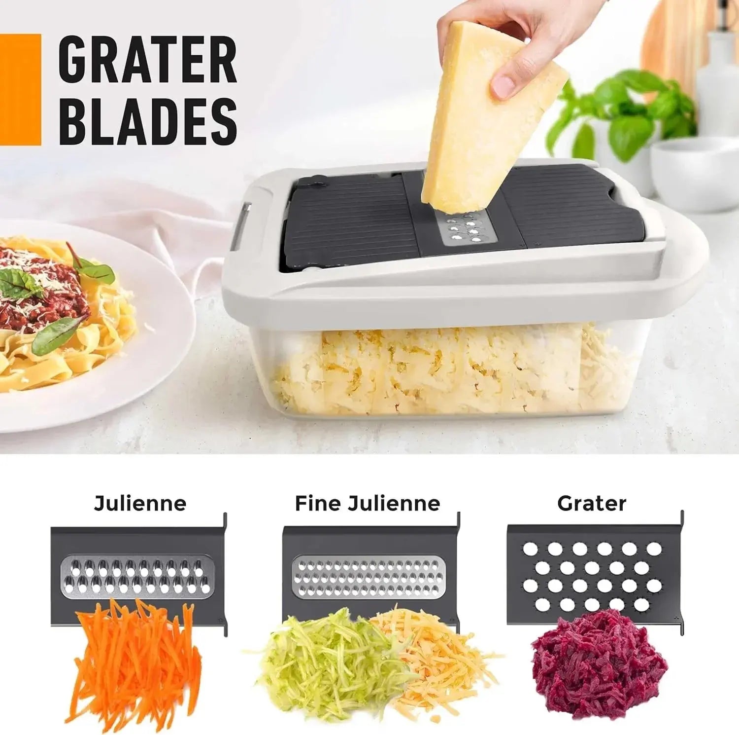 Vegetable Chopper | Slicing, Dicing, Grating | Safety Holder & Storage Container | VegiCut