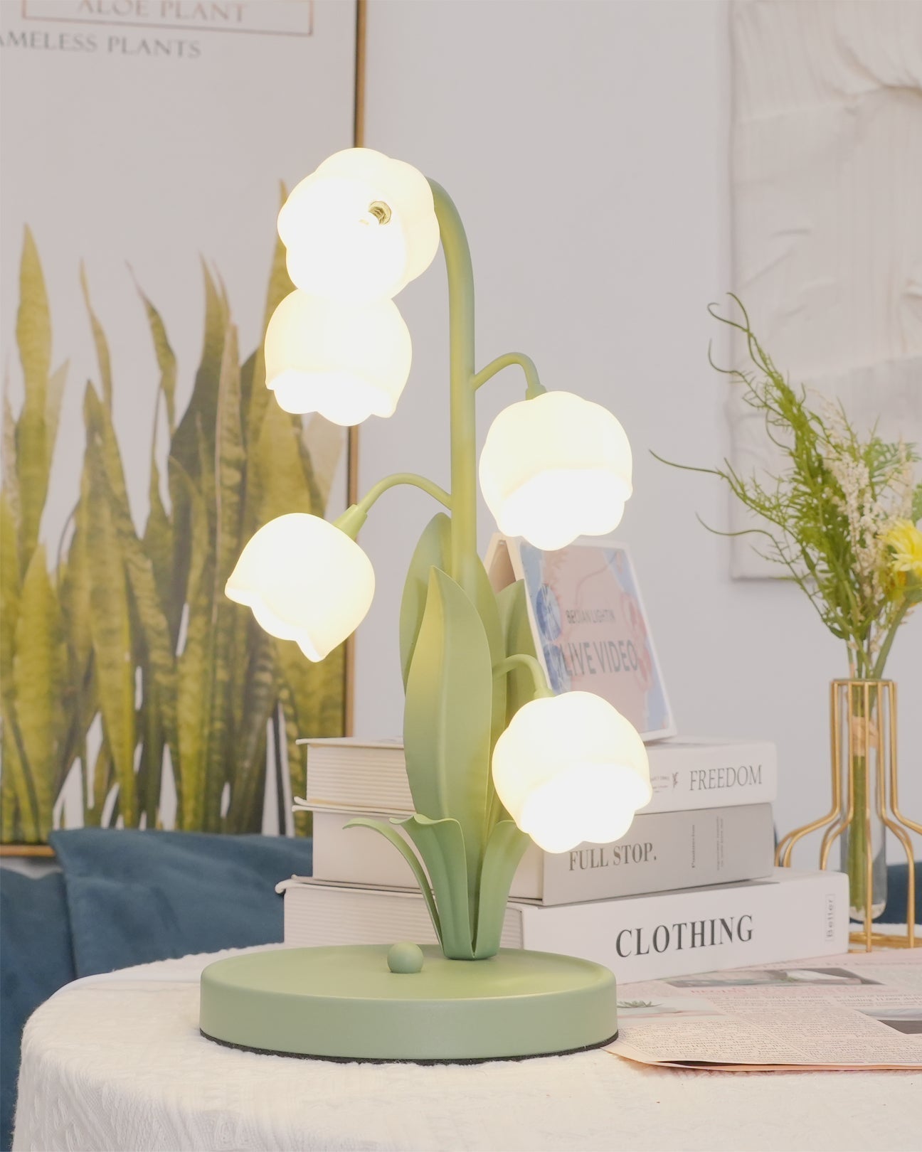 Table lamp featuring a bell orchid