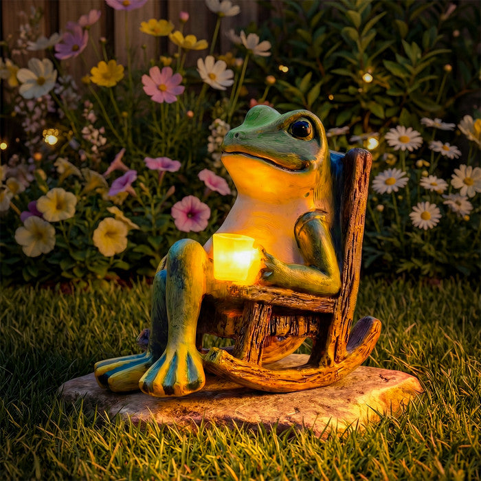 Solar Frog Outdoor Light Featuring Rocking Chair Style