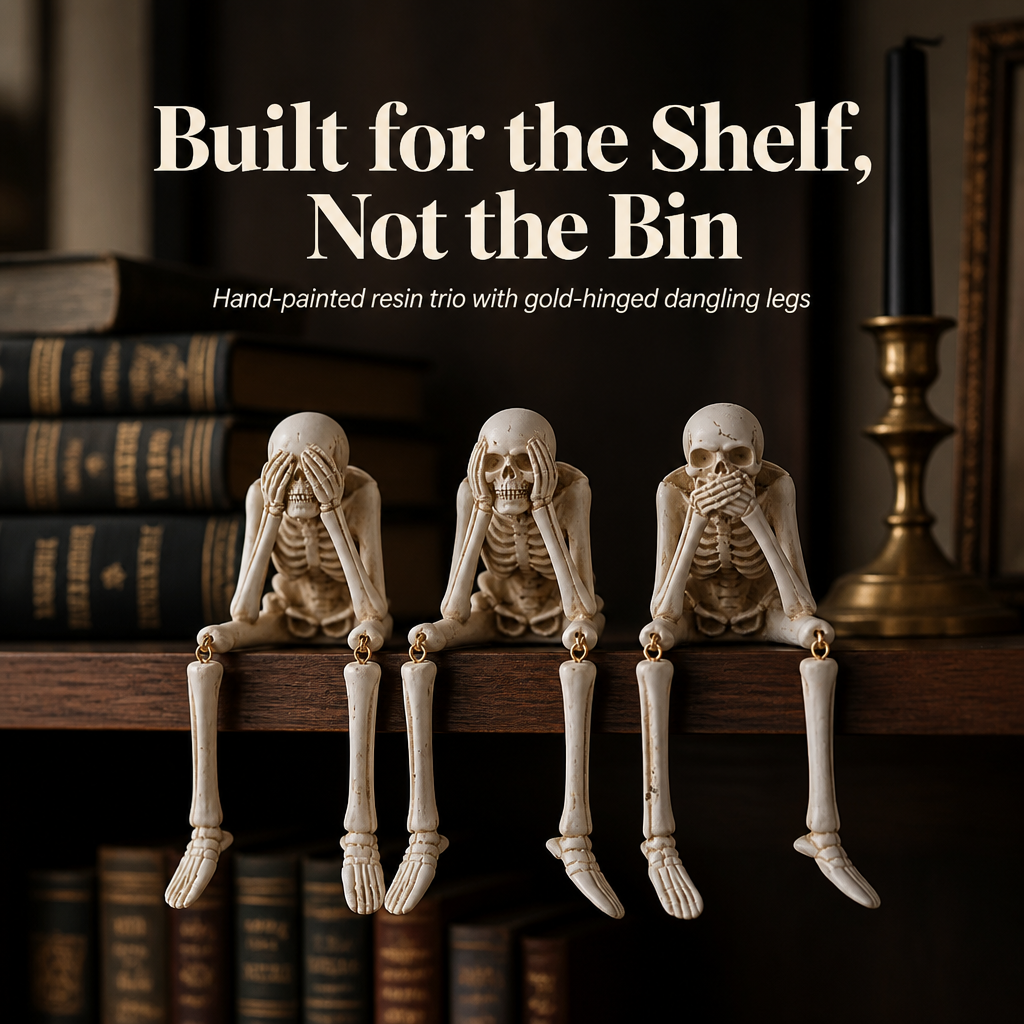 ChuckLuxe™ — Dress Your Shelf with the Dangling-Leg Skeleton Trio Everyone’s Talking About | Set of 3