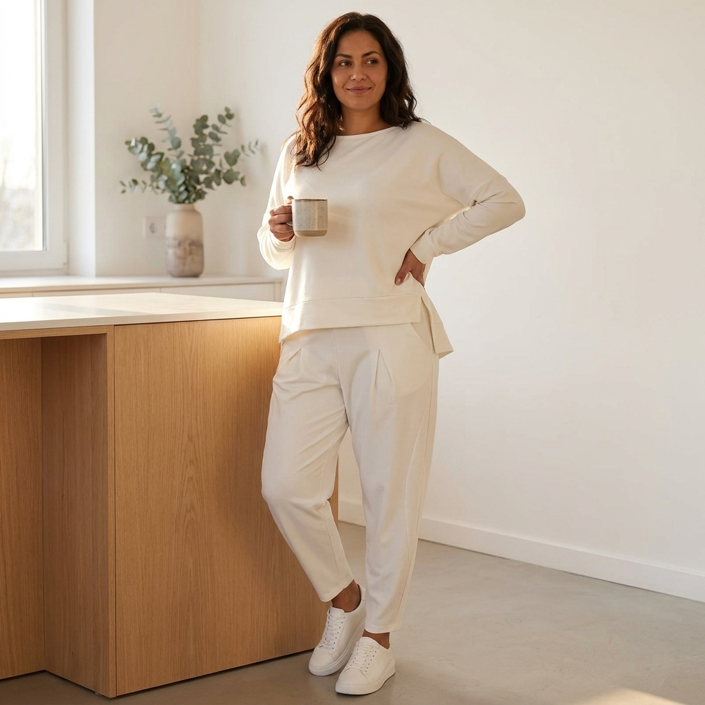 LuminaEase™ – Laid-Back Boat-Neck Top & Slimmed Pant Set