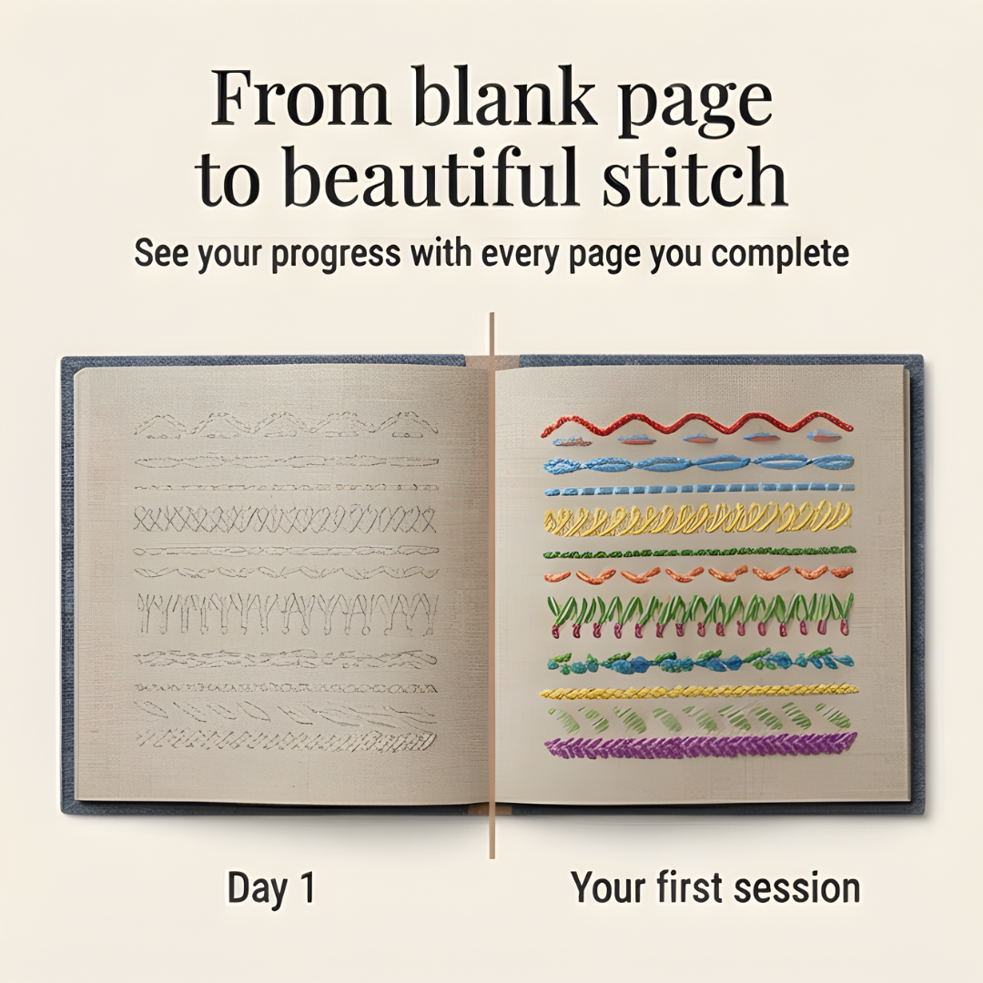 Embroidery | 106 Stitch Patterns Step-by-Step Book Set | Practice on Linen Pages | StitchLibrary