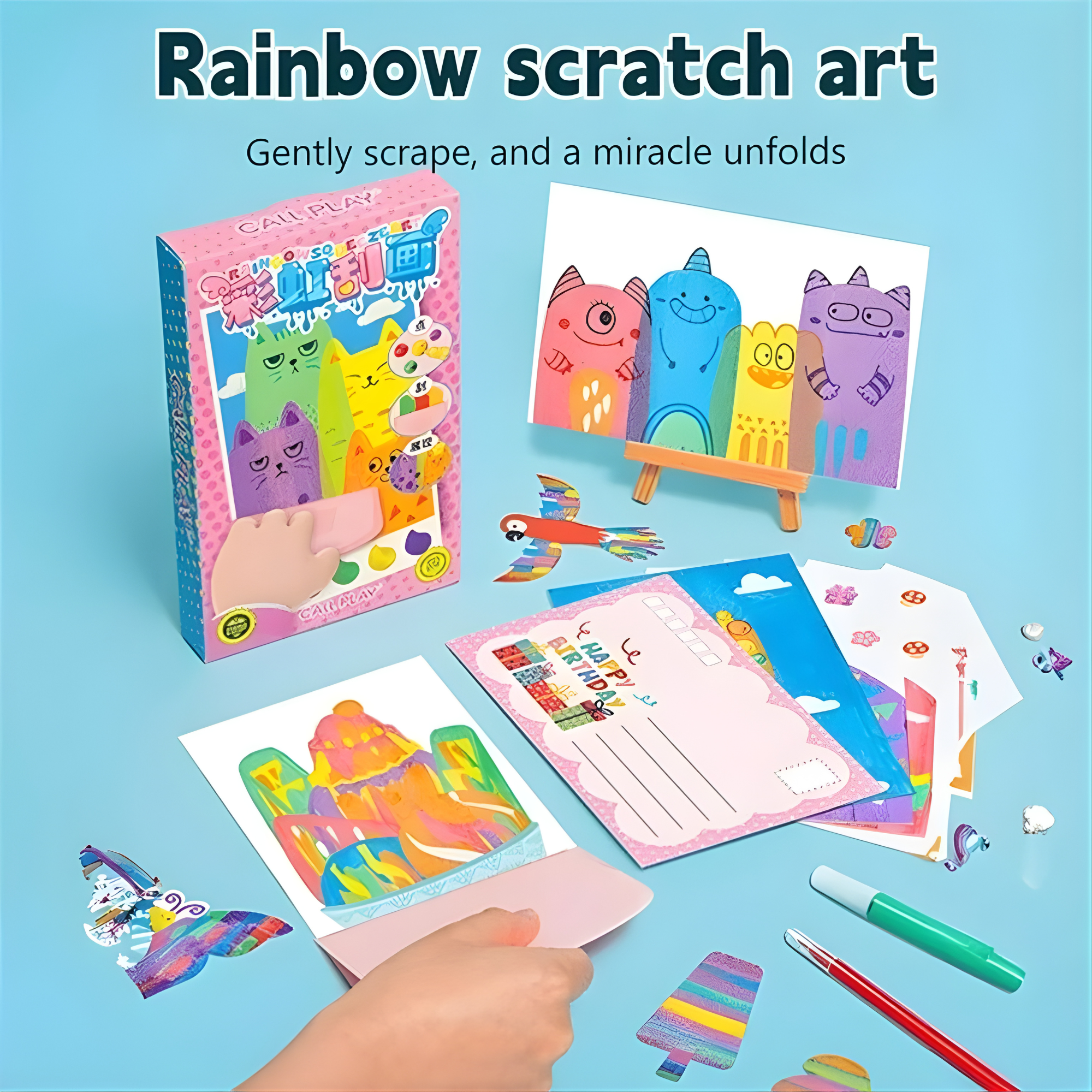 VividSwirl™ Scratch Art Kit — Ignite Your Child’s Pride with Mess-Free Rainbow Magic
