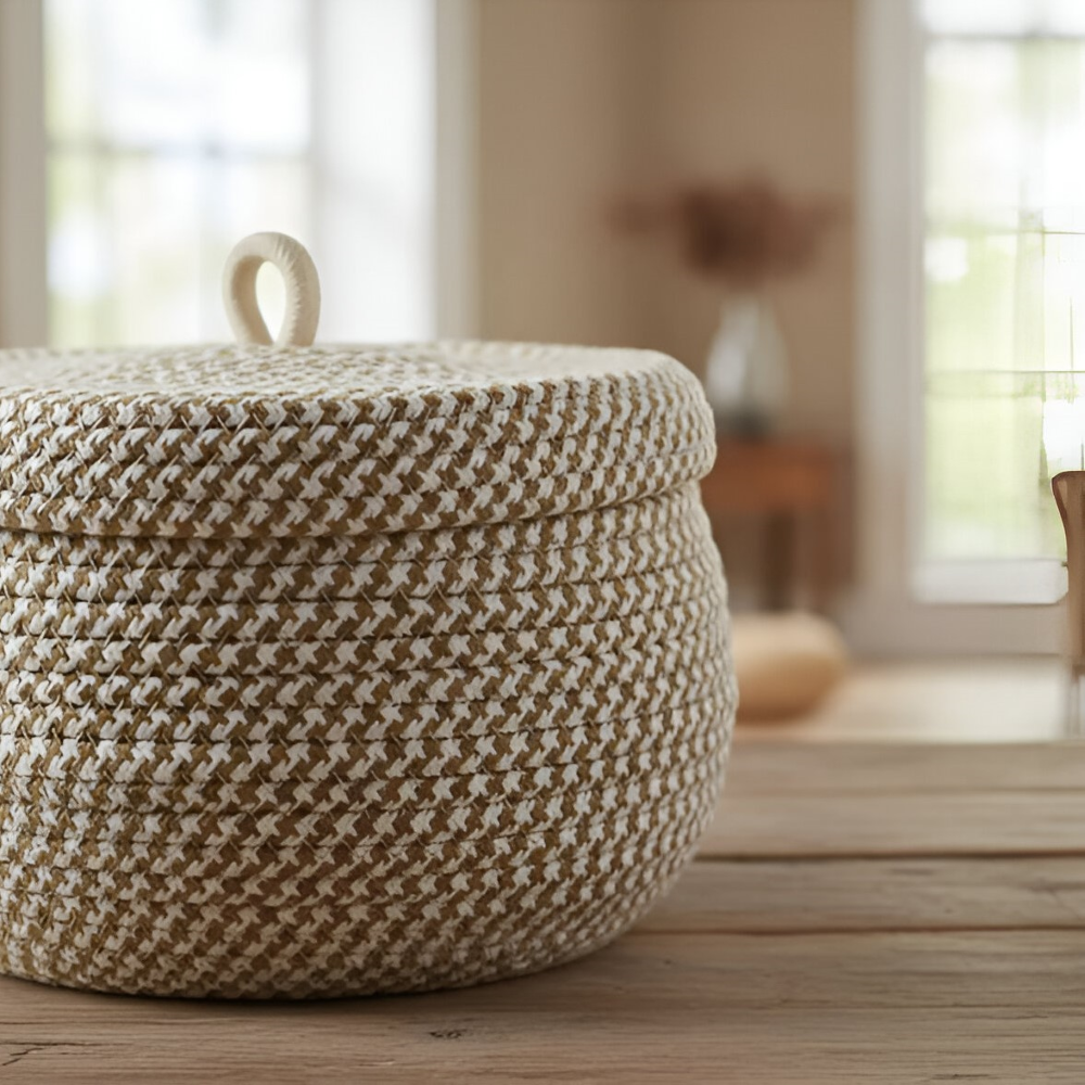 Handwoven Storage Basket | Round Wicker Basket | Boho Vibes | CasaWeave
