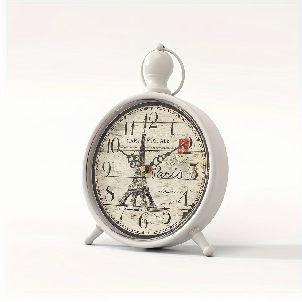 Parisian Charm Desk Clock with Silent Quartz Movement