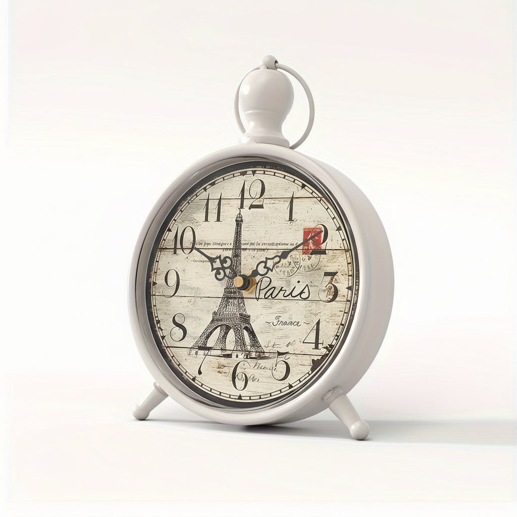 Parisian Charm Desk Clock with Silent Quartz Movement