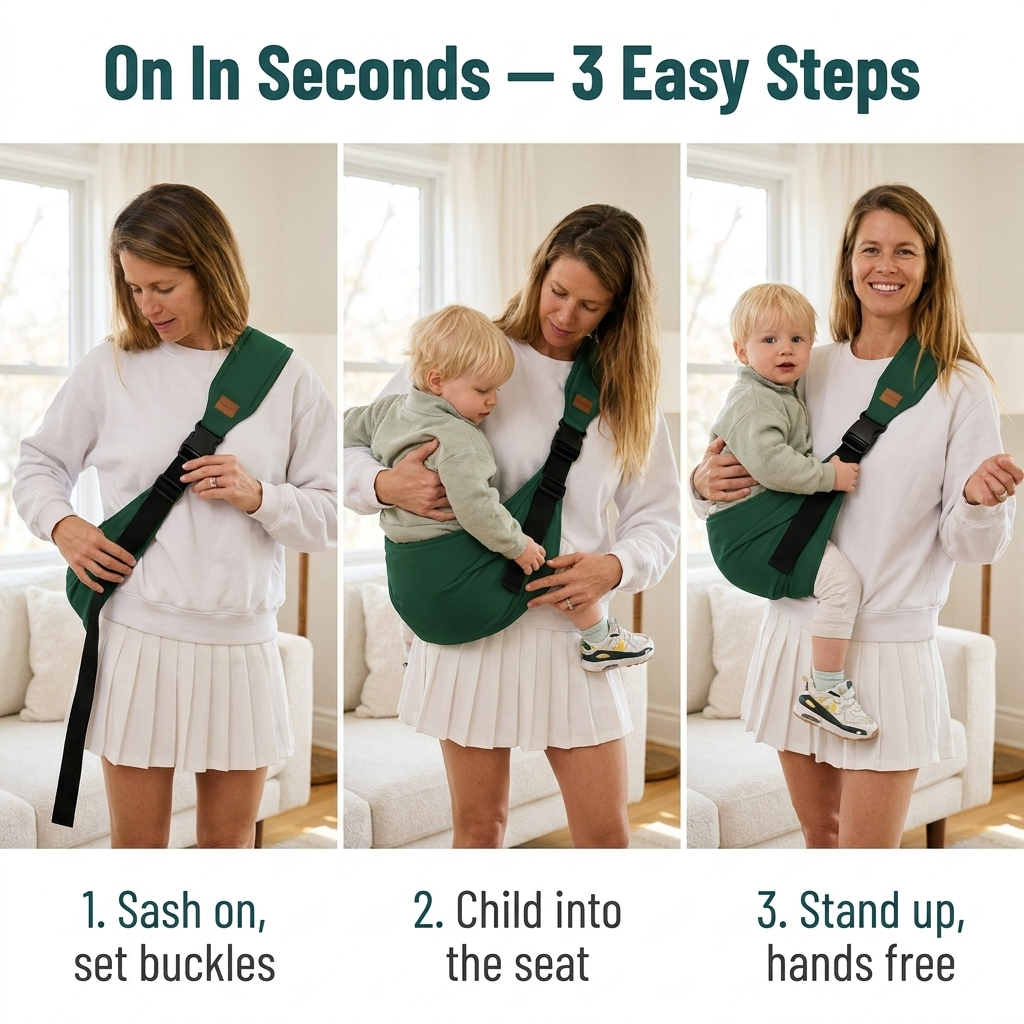 GlideNest™ — Carry Your Toddler Hands-Free Without the Back Pain or Bulk