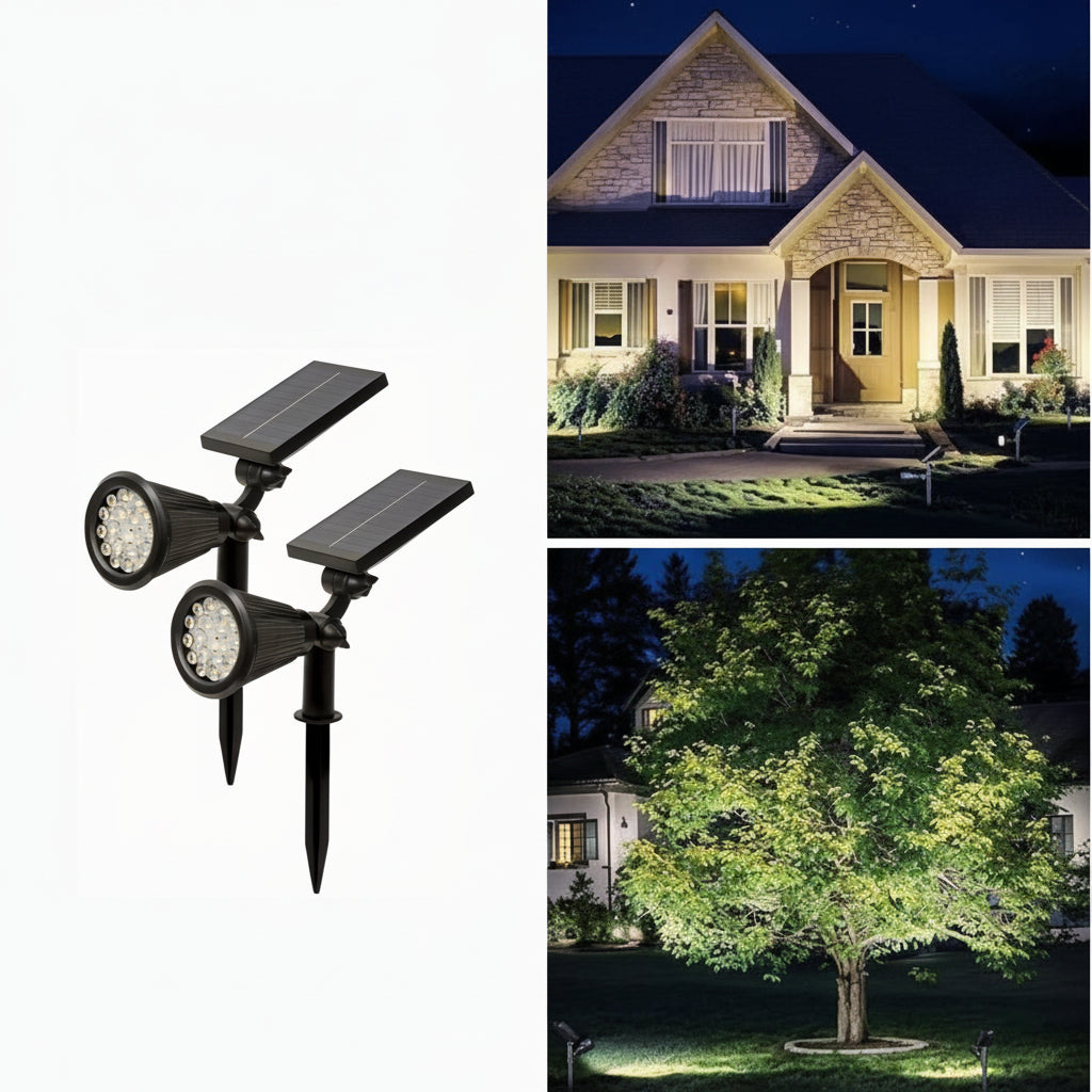 LUMENBRIGHT - Solar-Powered LED Garden Spotlights, 2-Pack
