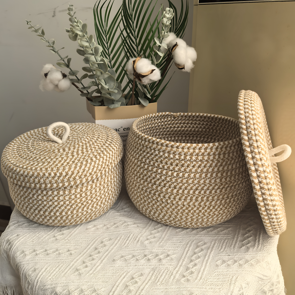 Handwoven Storage Basket | Round Wicker Basket | Boho Vibes | CasaWeave