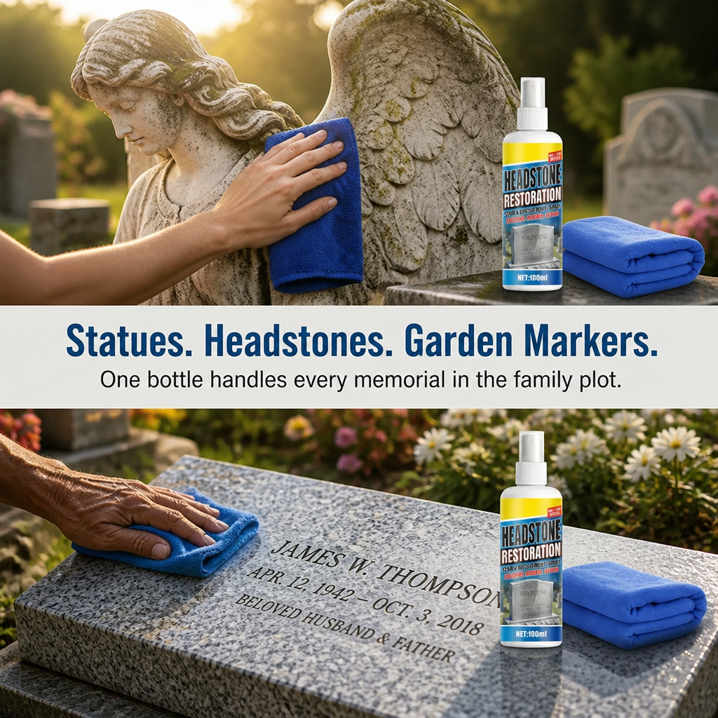 ReViveStone™ — Remove Moss, Algae & Yellow Stains From Memorial Stone Fast