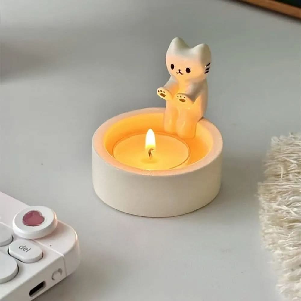 Adorable Kitten Shaped Candle Holder
