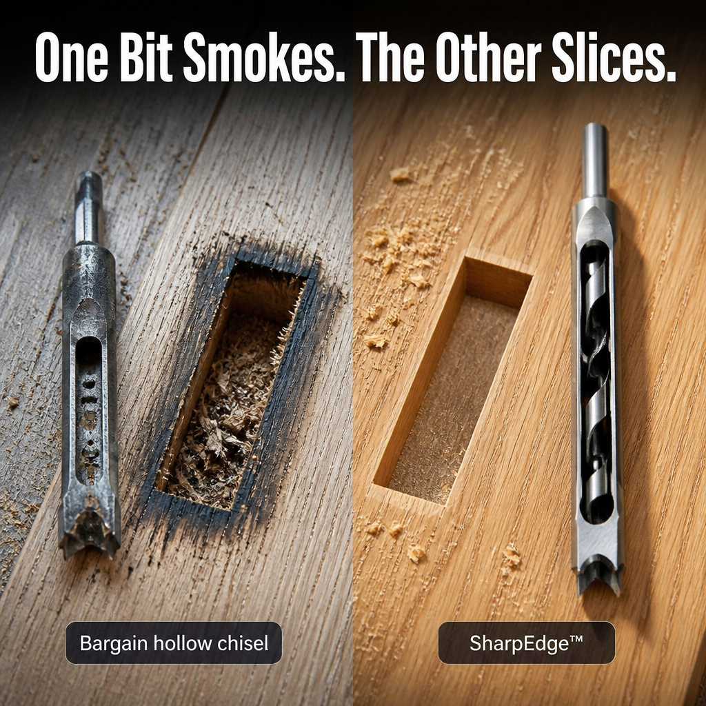SharpEdge™ — Create Precise Square Mortises Without Hand-Chiseling for Hours
