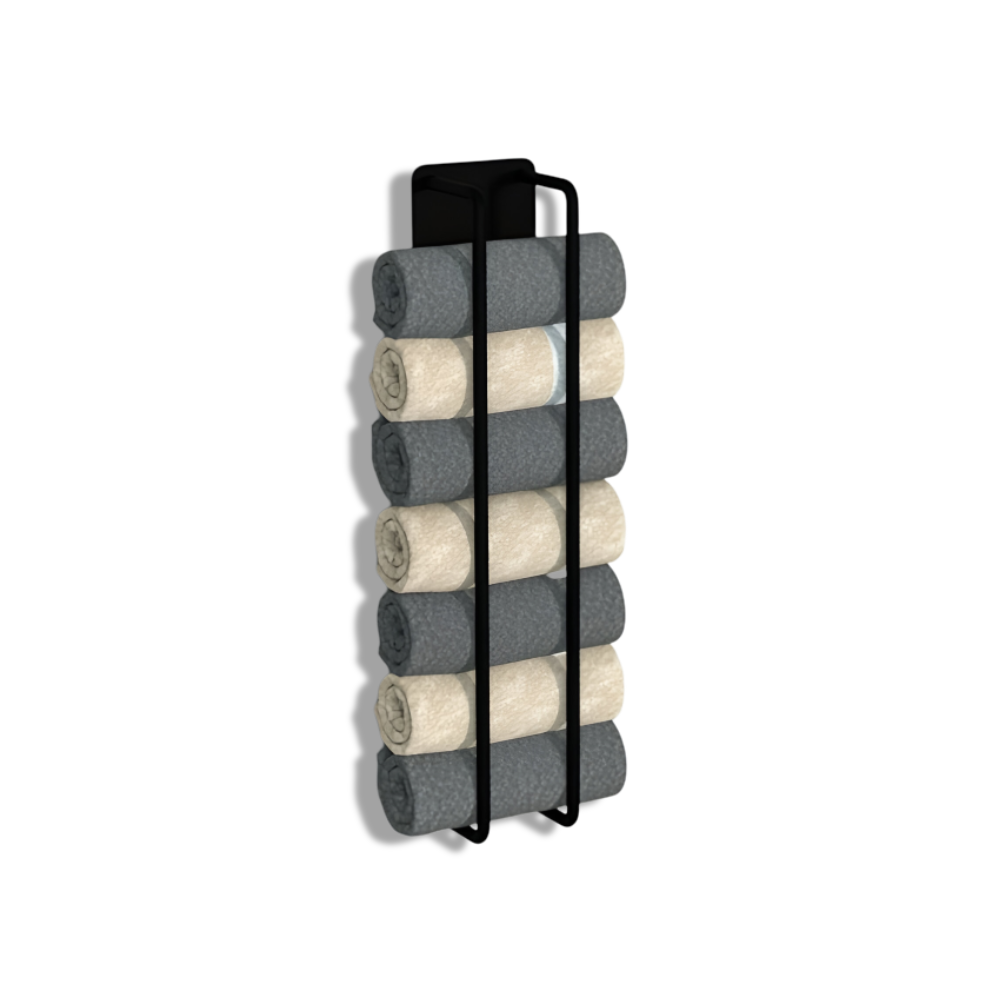 Towel Rack | Vertical Wall Organizer | Open Wire Basket | TowelStack