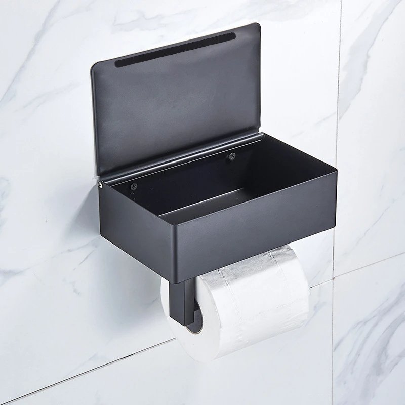 Tissue Dispenser | Stainless Steel Bathroom Paper Holder | 2-in-1 Shelf and Holder | SteelShelf