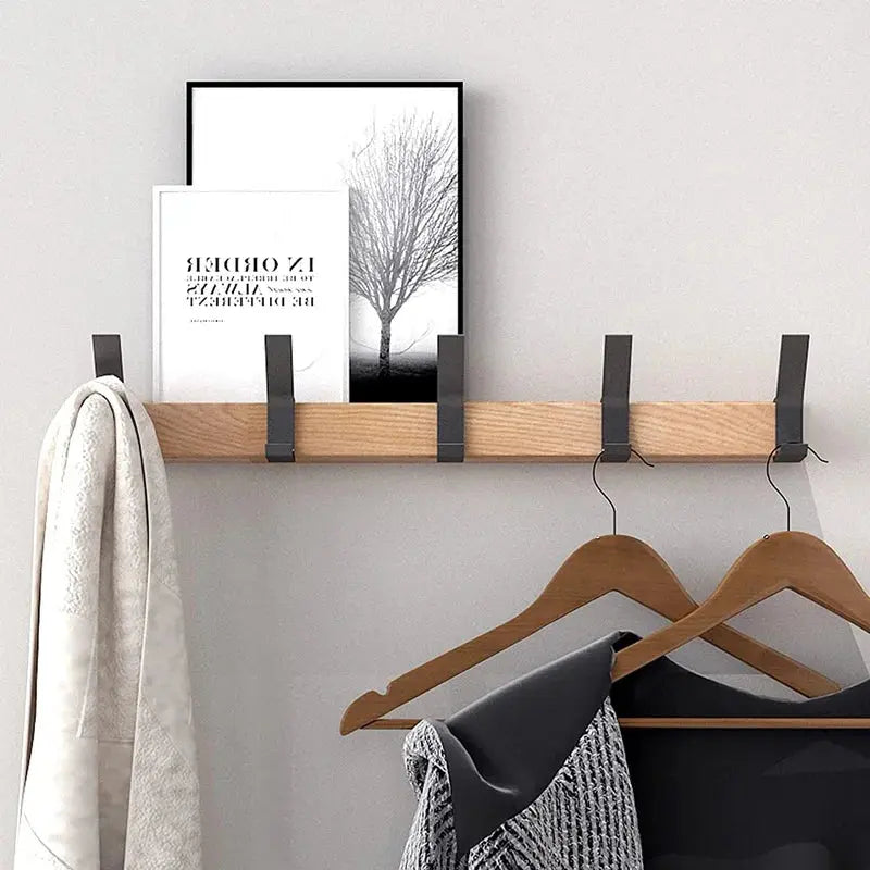 Wall-Mounted Coat Rack | Wood and Metal | Space-Saving Compact Design | Holmika