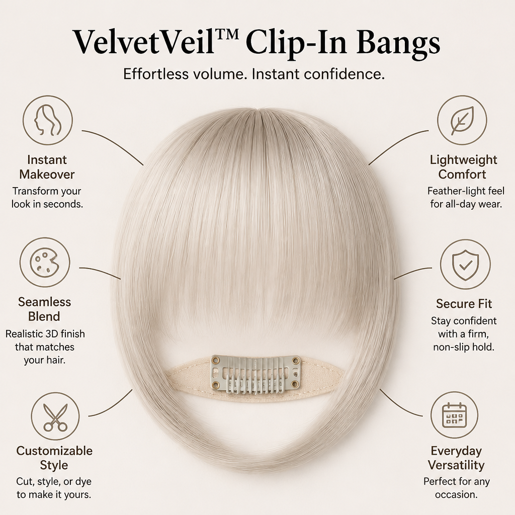 VelvetVeil™ — Instantly Own Every Room with Effortless, Flawless Bangs