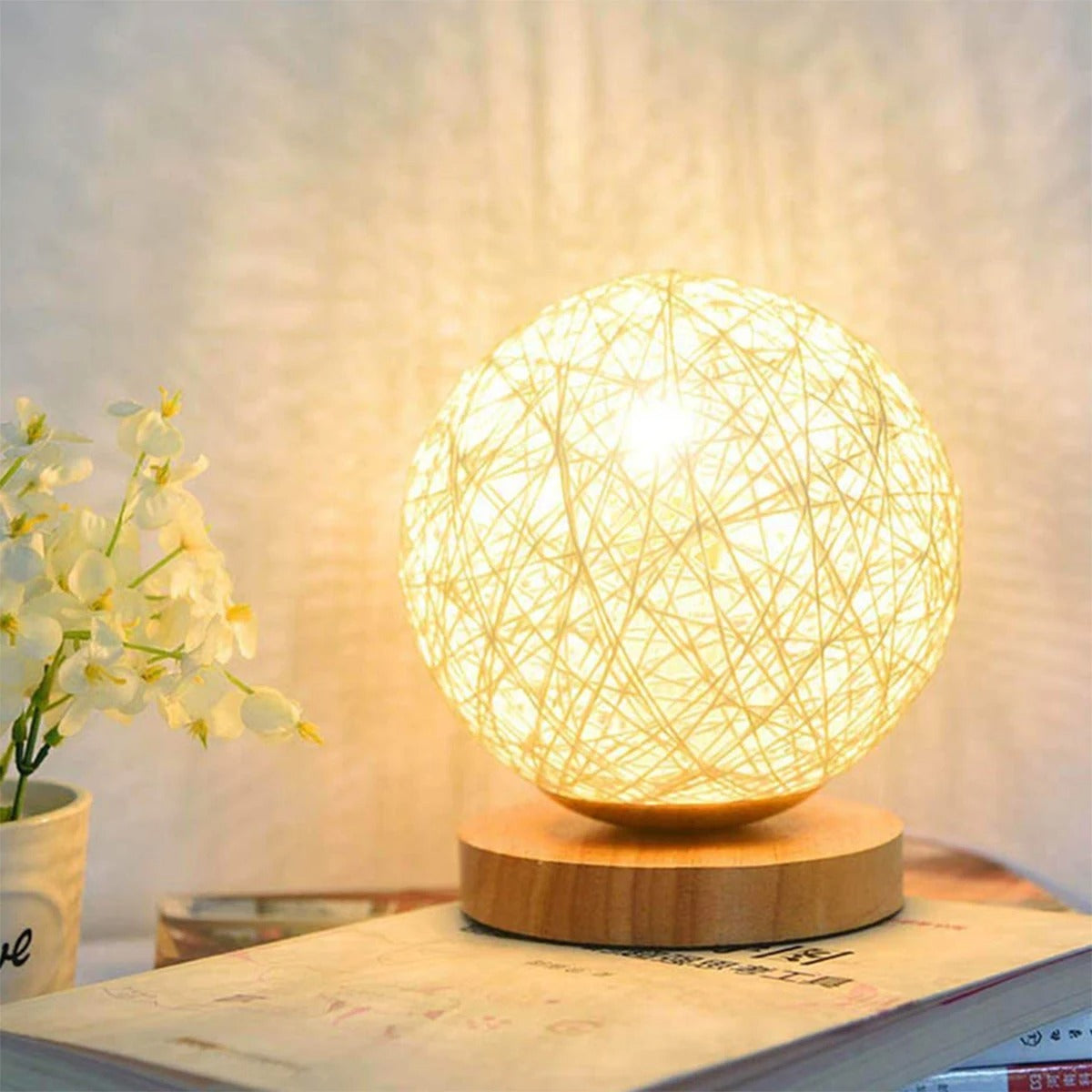 MoonLuxe | Artisan Dimmable Rattan Table Lamp