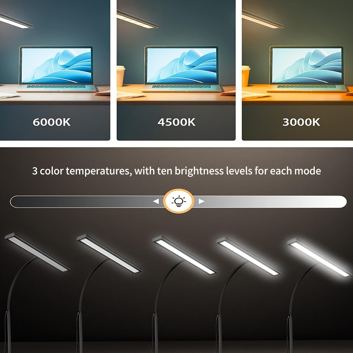 BrightZone – Wide Coverage LED Desk Light with Clip